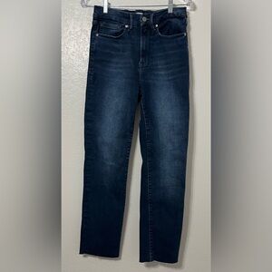 Good American Good Classic Hi-Rise Skinnyish Jeans Dark Wash 28” Inseam